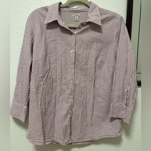 Women’s Medium L.L. Bean Striped Button-Up Shirt - Picture 1 of 4